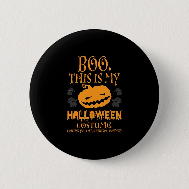 Boo Pumpkin Sarcastic Funny Halloween Costume Button (Front)