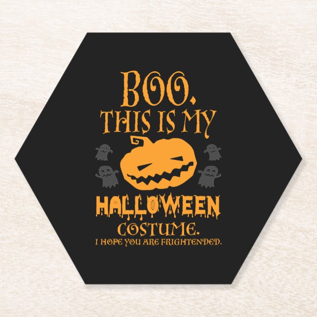 Boo Pumpkin Sarcastic Funny Halloween Costume Paper Coaster (Front)