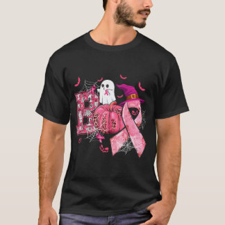 Boo Pumpkin Witch Pink Ribbon Funny Breast Cancer T-Shirt
