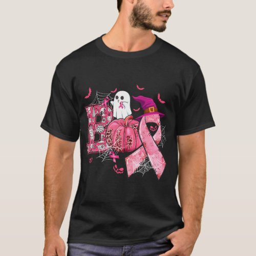 Boo Pumpkin Witch Pink Ribbon Funny Breast Cancer T_Shirt