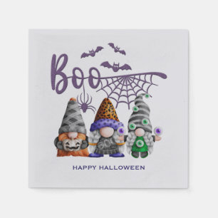 Boo Purple Glitter Halloween Gnomes Napkins