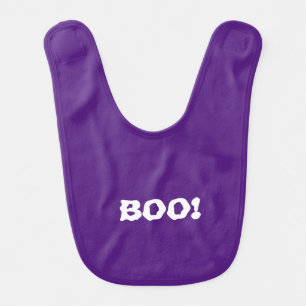 boo! purple scary typography funny cute Halloween Baby Bib