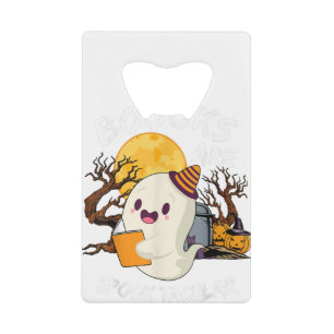 Boo Read Books Library Funny Booooks Ghost Hallowe Credit Card Bottle Opener