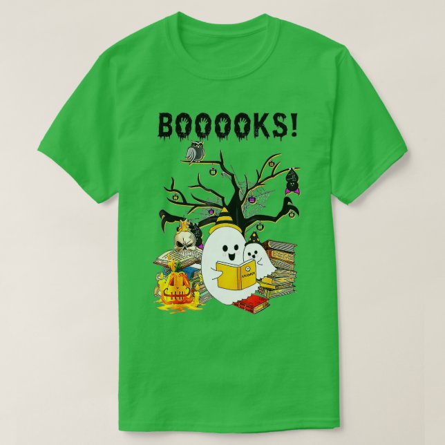 Boo Read Books Library Funny Booooks Ghost Hallowe T-Shirt (Design Front)