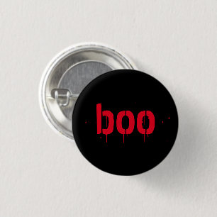 Boo red blood typography funny spooky Halloween Button