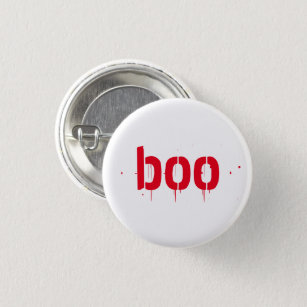 Boo red blood typography scary funny Halloween Button
