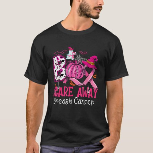Boo Scare Away Breast Cancer Pink Ribbon Spider Ha T_Shirt