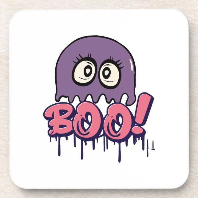 Boo scary beverage coaster (Front)
