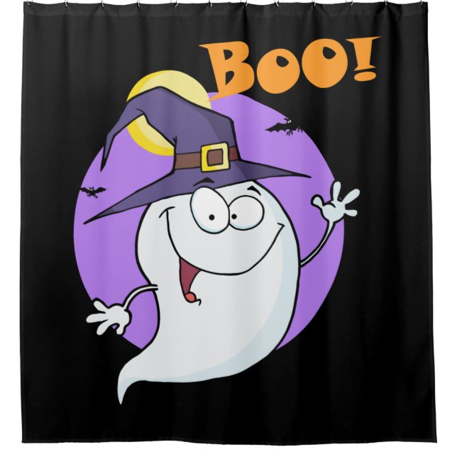 Boo Scary Fun Ghost Shower Curtain (Front)