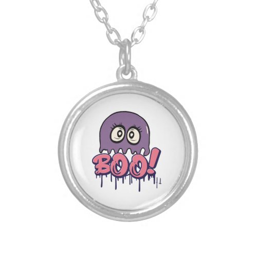 Boo scary silver plated necklace