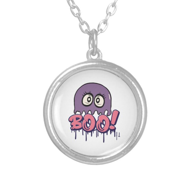 Boo scary silver plated necklace (Front)