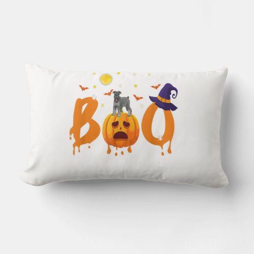 Boo Schnauzer Halloween Witch Hat Funny T_Shirt Lumbar Pillow