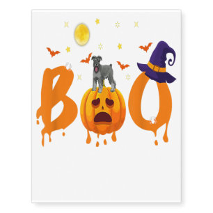 Boo Schnauzer Halloween Witch Hat Funny T-Shirt Temporary Tattoos