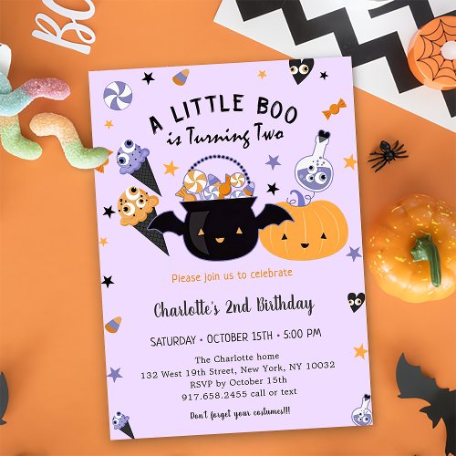 Boo Second Birthday  A Little Boo Is Turning Two Invitation