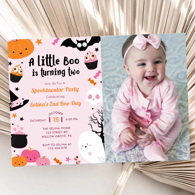 Boo Second Birthday Our Little Boo Is Turning Two Invitation | Zazzle