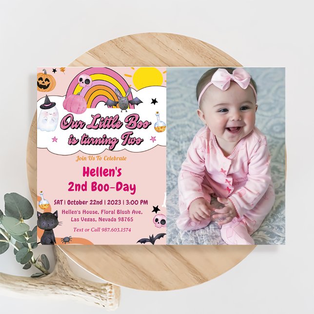Boo Second Birthday Our Little Boo Is Turning Two  Invitation (Creator Uploaded)
