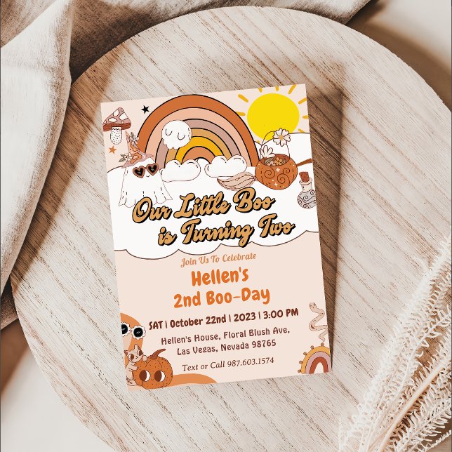 Boo Second Birthday Our Little Boo Is Turning Two Invitation (Creator Uploaded)