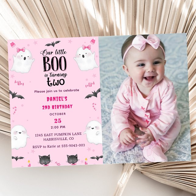 Boo Second Birthday Our Little Boo Is Turning Two Invitation (Creator Uploaded)