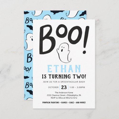 Boo Second Birthday Party Halloween Invitation