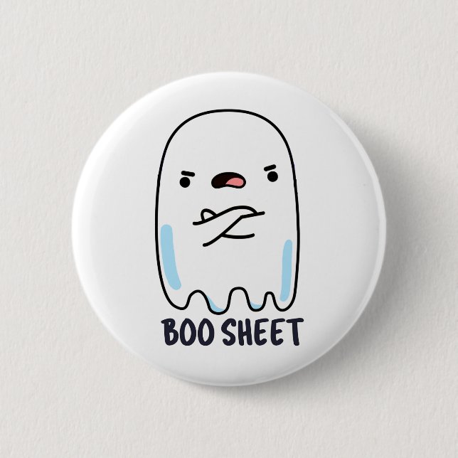 Boo Sheet Funny Halloween Ghost Pun  Button (Front)