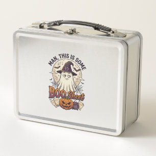 Boo Sheet Ghost Pumpkin Halloween Moon Cauldron Metal Lunch Box