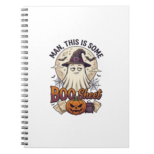 Boo Sheet Ghost Pumpkin Halloween Moon Cauldron Notebook