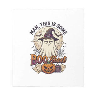 Boo Sheet Ghost Pumpkin Halloween Moon Cauldron Notepad