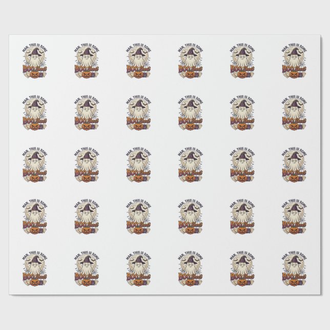 Boo Sheet Ghost Pumpkin Halloween Moon Cauldron Wrapping Paper (Flat)