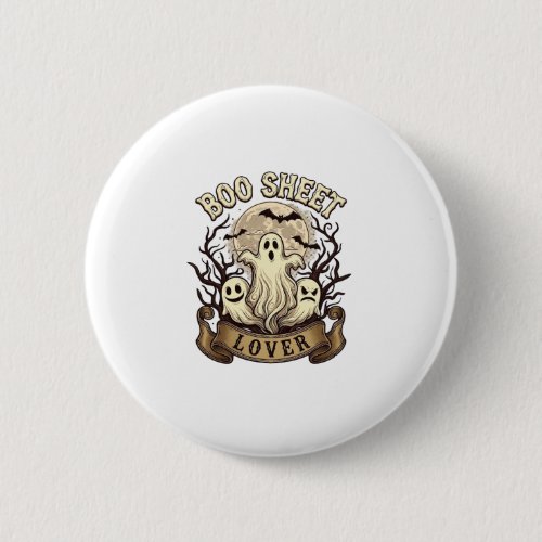 Boo Sheet Lover Halloween Ghosts Moon Bats_1 Button
