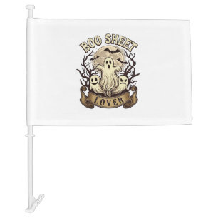 Boo Sheet Lover Halloween Ghosts Moon Bats_1 Car Flag