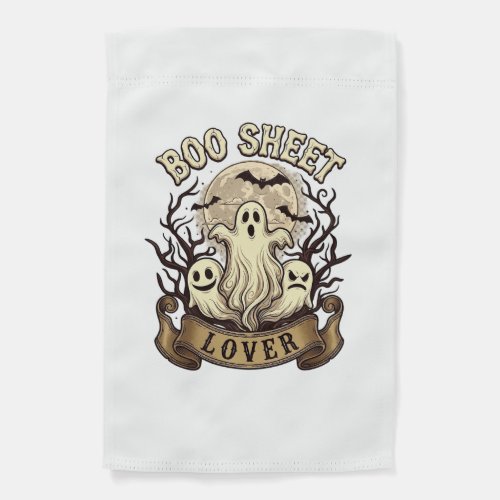 Boo Sheet Lover Halloween Ghosts Moon Bats_1 Garden Flag