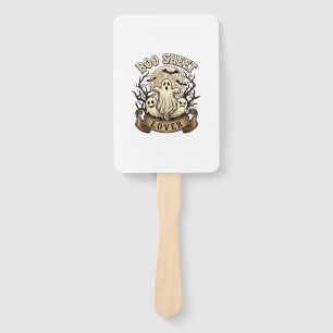 Boo Sheet Lover Halloween Ghosts Moon Bats_1 Hand Fan