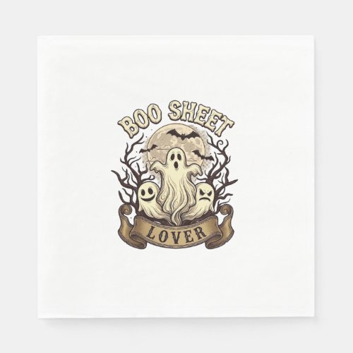 Boo Sheet Lover Halloween Ghosts Moon Bats_1 Napkins