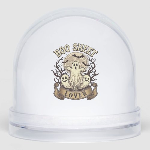 Boo Sheet Lover Halloween Ghosts Moon Bats_1 Snow Globe