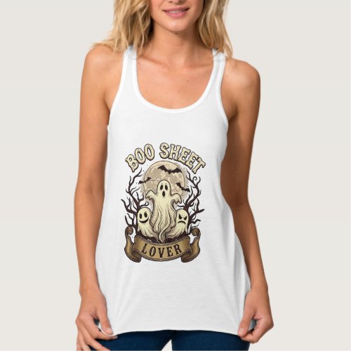 Boo Sheet Lover Halloween Ghosts Moon Bats_1 Tank Top