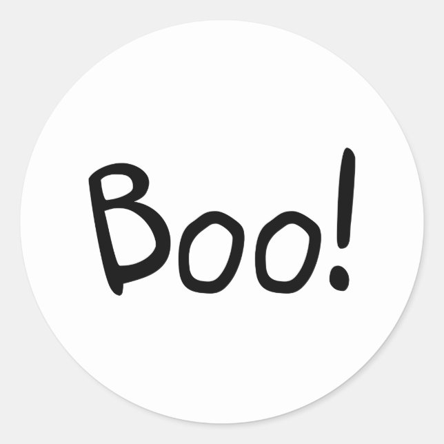 Boo simple cute handwritten typography Halloween Classic Round Sticker (Front)