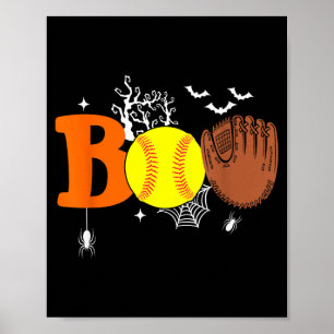 Boo Softball Halloween Spooky Halloween Softball Poster