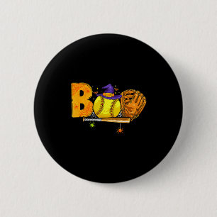 Boo Softball Player Catcher Tcher Funny Halloween Button