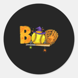 Boo Softball Player Catcher Tcher Funny Halloween Classic Round Sticker