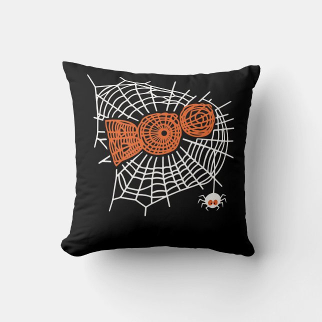 Boo Spider Web Funny Cute Spider Web Graphic Throw Pillow (Front)