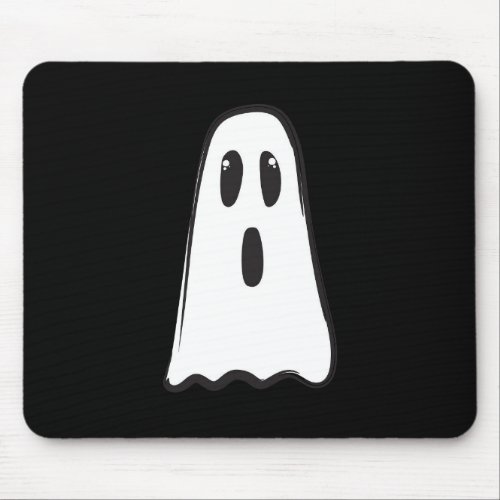 BOO Spooky Cute Ghost Halloween Black White Mouse Pad