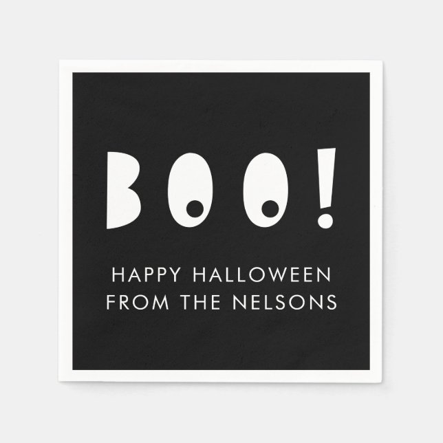 Boo Spooky Eyes Personalized Halloween Napkins (Front)