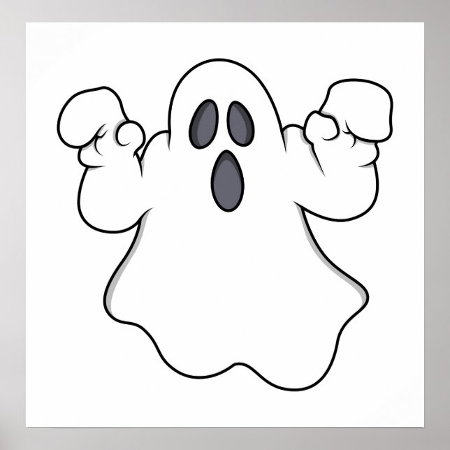 Boo! Spooky Halloween Ghost Poster (Front)