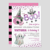 Boo Spooky Pink Skull Girl Halloween Birthday Invitation