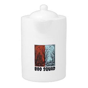 Boo Squad Vintage Halloween Pumpkin Shirt Design_1 Teapot