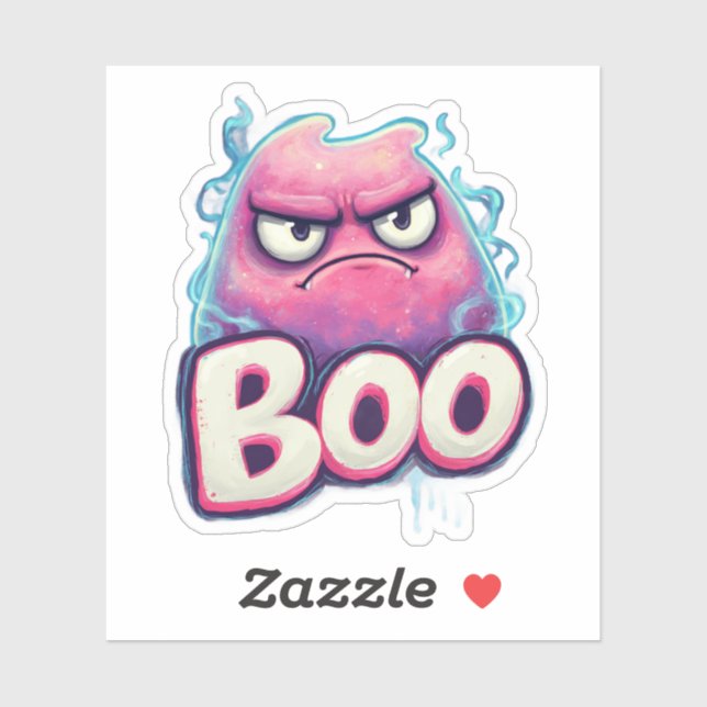  Boo Sticker | Cute Grumpy Ghost Decal | Funny Spo (Sheet)