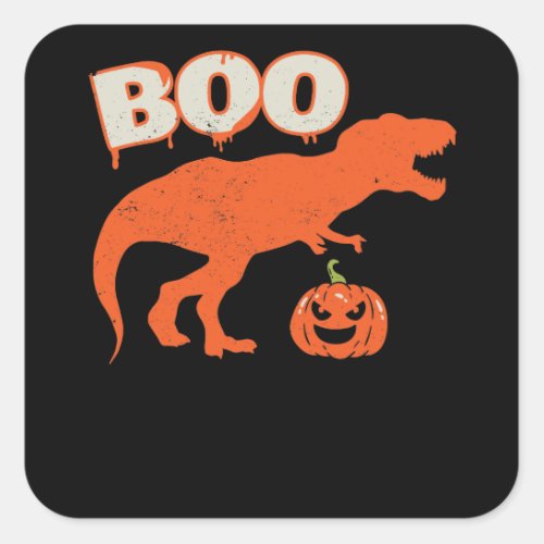 Boo T Rex Dinosaur Pumpkin Funny Halloween Square Sticker