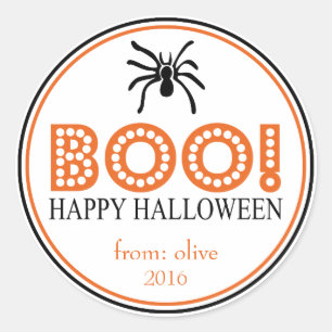 Boo! Tarantula Spider (Black / Orange) Classic Round Sticker