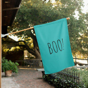 Boo teal and black minimalist simple Halloween House Flag