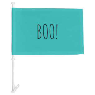 Boo teal black spooky minimalist Halloween Car Flag